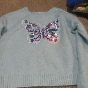 one 5 one Light Blue Sweater with Sequin Butterfly